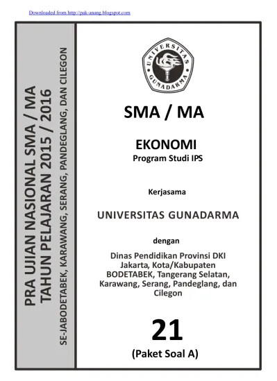 Paket soal dan kunci jawaban latihan ujian sekolah (us) dan ujian nasional (un) sma tahun 2017 ini terdiri dari soal latihan dan kunci jawaban ujian sekolah (us) dan ujian nasional (un) sma 2017 semua mapel untuk jurusan ipa yang terdiri dari mata pelajaran bahasa indonesia, matematika, bahasa inggris, fisika, kimia dan biologi. Top Pdf Kunci Jawaban Prediksi Soal Un Sma 2017 Program Studi Ips 123dok Com