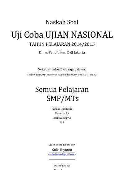 Jika terdapat link download yang rusak/tidak bekerja, harap beritahu kami lewat kolom komentar. Naskah Soal Ucun Dki Jakarta 2015 Tahap 2 By Pak Anang Blogspot Com