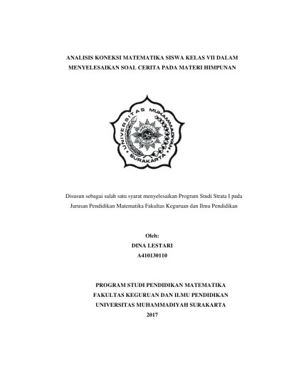 Kumpulan contoh soal himpunan matematika dan pembahasannya beserta penyelesaian jawabannya. Analisis Koneksi Matematika Siswa Kelas Vii Dalam Menyelesaikan Soal Cerita Pada Materi Himpunan Analisis Koneksi Matematika Dalam Penyelesaian Soal Cerita Materi Himpunan Pada Siswa Kelas Vii Smp Negeri 2 Baki Sukoharjo