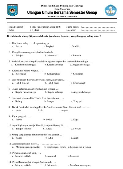 Ukk ukuran buku besar, isi 160 halaman meliputi 8 mata pelajaran : Top Pdf Kumpulan Soal Ukk Semester 2 Kelas 2 Sd Mi Ips Kelas 2 123dok Com