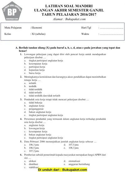 Soal uas semester 1 kelas 11 biologidraft. Latihan Soal Uas Ekonomi Kelas 11 Semester 1