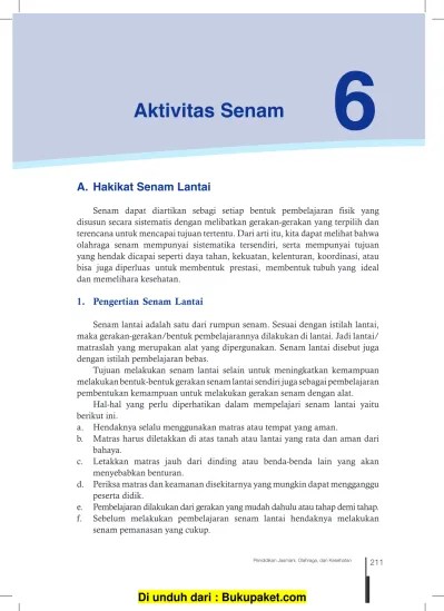 Jelaskan cara melakukan rangkaian gerakan guling belakang dan guling lenting ! Pelajaran 6 Aktivitas Senam