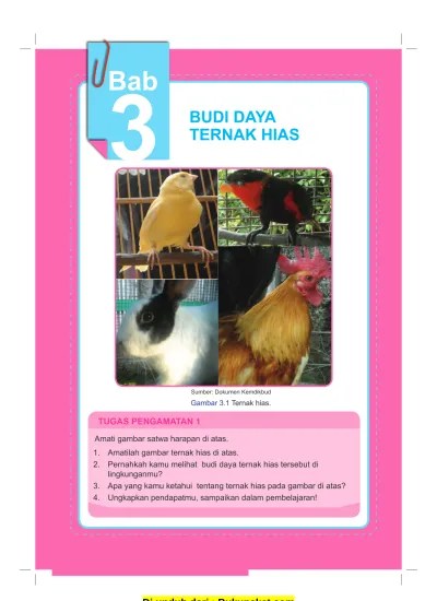 Yang bukan tujuan budidaya satwa harapan ? Bab 3 Budi Daya Ternak Hias