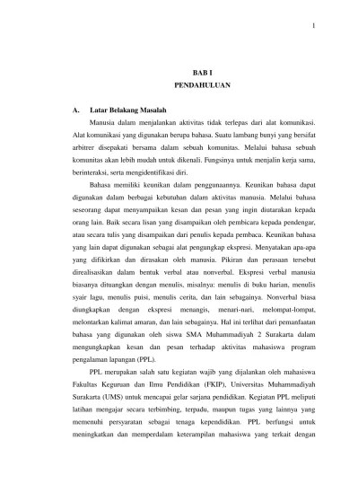 Maybe you would like to learn more about one of these? Tindak Ekspresif Siswa Dalam Mengungkapkan Kesan Pesan Terhadap Aktivitas Mahasiswa Ppl Di Sma Muhammadiyah 2 Tindak Ekspresif Siswa Dalam Mengungkapkan Kesan Dan Pesan Terhadap Aktivitas Mahasiswa Program Pengalaman Lapangan Di Sma Muhammadiyah