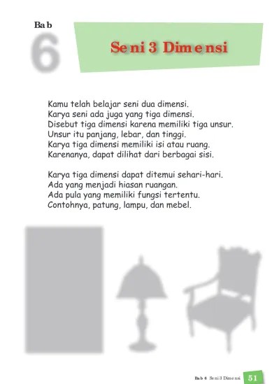 Seni grafis adalah cabang seni rupa yang berbentuk 2 dimensi yang proses pembuatan karyanya dengan menggunakan teknik cetak… selain sebagai benda hias karya senirupa tiga dimensi juga dapat berupa benda pakai yang memiliki nilai praktis sekaligus juga nilai keindahan. Sbk Sd Mi Kelas 2 Bab 6