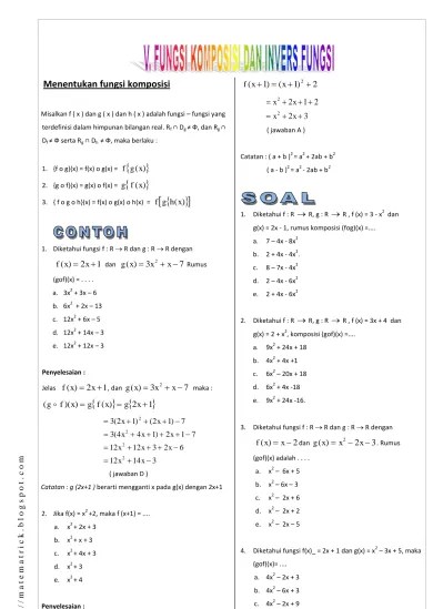 fungsi invers dari suatu fungsi komposisi. Modul Matematika Sma Dan Soal Latihan 03 Fungsi Invers