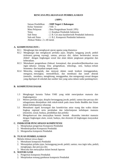 Download silabus smp/mts kurikulum 2013 mata pelajaran ips revisi 2016. Rpp Ips Kelas 8 Kurikulum 2013 Revisi 2016 Smp Mts Prosem Kelas Viii