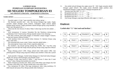 Soal setara olimpiade tingkat kota/kabupaten (osk) : Soal Olimpiade Matematika Sd 20