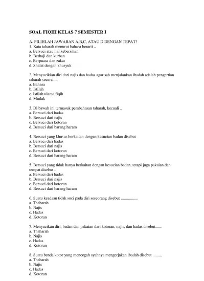 Ibadah yang berupa hubungan manusia dengan sesama . Contoh Soal Uas Fiqih Madrasah Aliyah Kelas X Xi Xii Lengkap Kurikulum 2013 Uas 1 Fiqih Kelas X