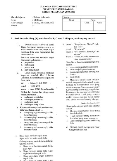 Haaaloww., selamat siang pagi sore . Top Pdf Soal Uts Sd Kelas 6 Bahasa Sunda Semester 1 123dok Com