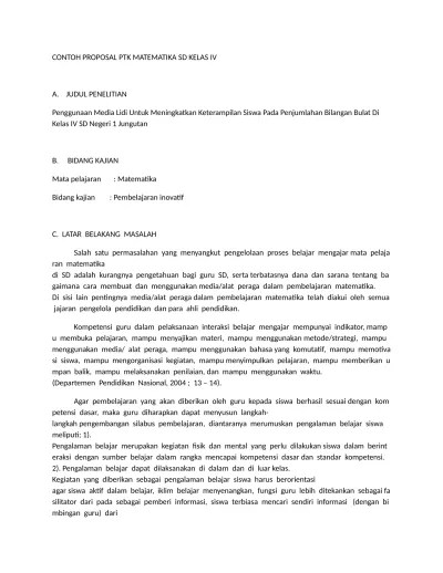 Judul peningkatan kualitas pembelajaran penjumlahan dan pengurangan pecahan melalui pendekatan matematika realistik berbantuan kertas origami siswa kelas iv sdn . Top Pdf 183500497 Contoh Proposal Ptk Matematika Sd Kelas Iv 123dok Com