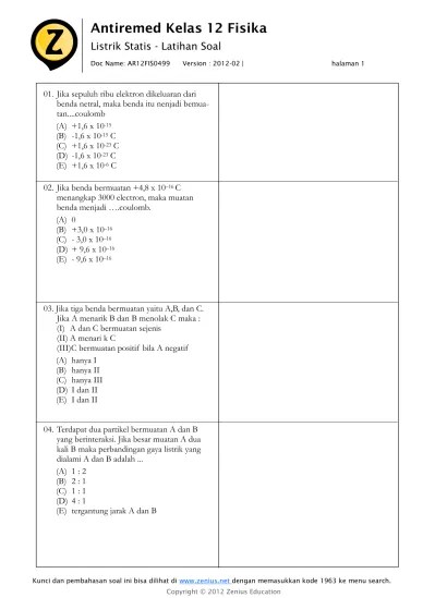 Pelajari beberapa contoh soal listrik statis yang sudah kami . Antiremed Kelas 12 Fisika