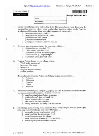Soal un tahun pelajaran 2018 2019 bahasa indonesia. Top Pdf Pembahasan Soal Un Biologi Sma 2013 123dok Com