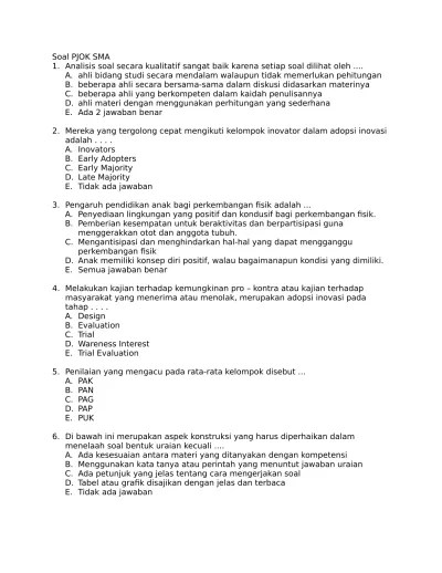 Soal dari un yang cukup rumit dengan membagikan kunci jawabannya. Soal Latihan Ukg 2016 Sma Mata Pelajaran Pjok