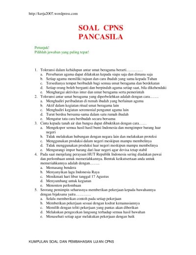 Untuk contoh soal bidang lainnya, seperti teknik sipil, keuangan, bidan, . Top Pdf Tes Kompetensi Dasar Cpns 11 123dok Com
