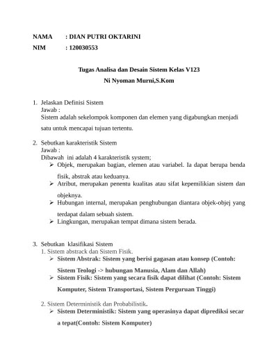 Pada analisa sistem baru mencakup analisa data (kebutuhan data), analisa. Tugas Analisa Dan Desain Sistem Kelas V1