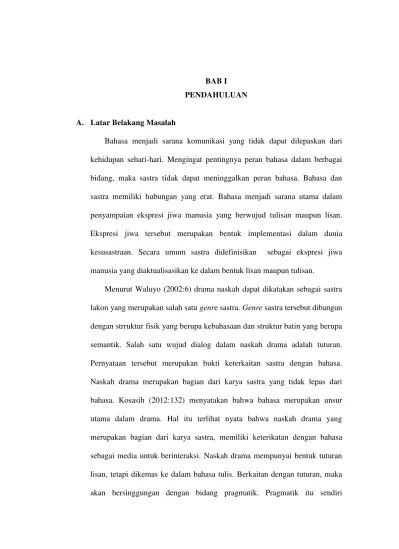 Maybe you would like to learn more about one of these? Kritik Sosial Dalam Naskah Drama Jangan Menangis Indonesia Karya Putu Wijaya