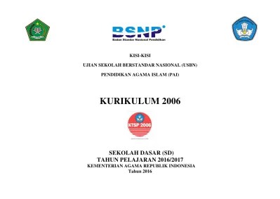 Kisi kisi usbn pai sd kurikulum 2013 tahun ajaran 2016/2017. Top Pdf Final Kisi Kisi Usbn Pai Sd 2013 123dok Com