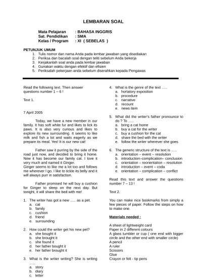 Panduan belajar soal hots soal latihan usbn bahasa inggris sma ma smk cara sunda. Top Pdf Kumpulan Soal Soal Bahasa Inggris Sma Ke 123dok Com