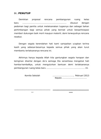 Menggunakan ungkapan yang kurang tepat akan membuat email kamu tidak ditutup dengan baik. Top Pdf Contoh Atau Format Proposal Rkb Ruang Kelas Baru Update Daftar Isi 123dok Com