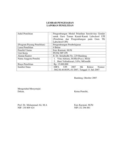 Setelah membaca dan mencermati karya ilmiah yang merupakan laporan hasil penelitian tindakan kelas (ptk), yang telah dipublikasikan dan didokumentasikan di. Top Pdf Lembar Pengesahan 123dok Com