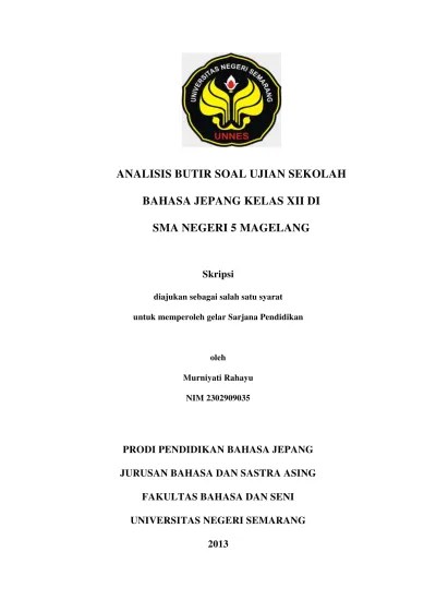 Ijou desu＼(^o^)／, kalau ada yang mau menambahkan silahkan^^. Top Pdf Analisis Butir Soal Ujian Sekolah Bahasa Jepang Kelas Xii Di Sma Negeri 5 Magelang 123dok Com
