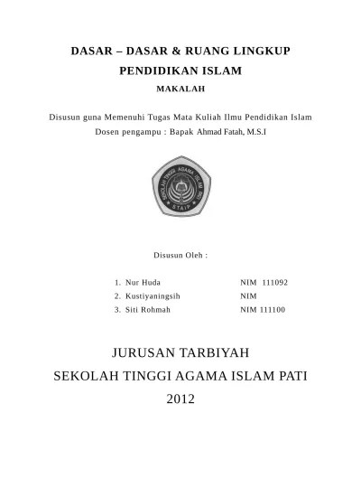 Buku panduan mengajar mata kuliah bahasa indonesia. Contoh Kata Pengantar Makalah Agama Islam Ilmu Makalah