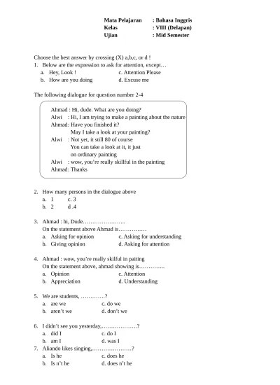 Matematika ipa bahasa inggris bahasa indonesia. 1 Soal Bhs Inggris Kelas 4