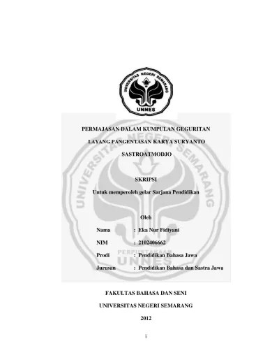 Permajasan dalam Kumpulan Geguritan “Layang Pangentasan†Karya Suryanto  Sastroatmodjo.