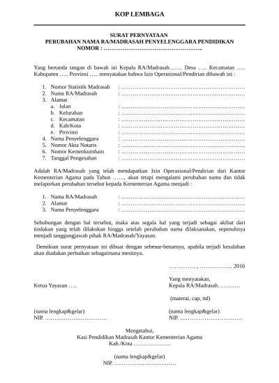 Unduh sebagai doc, pdf, txt atau baca online dari scribd. Surat Keterangan Ganti Nama Ijazah Smp