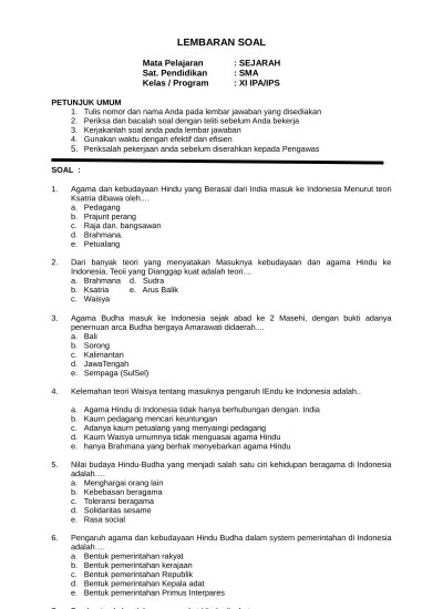 Inggris sma/ma/smk/mak/sederajat kelas 10 berisikan materi soal tentang recount text deals with experience, recount text deals with the . Top Pdf Soal Uas Kelas 12 Sejarah Docx 123dok Com