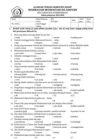 29.04.2020 · admin akan membagikan contoh soal untuk mata pelajaran ski. Soal Ukk Genap Kelas 11 Ski Semester Genap Warta Madrasah Soal Ski