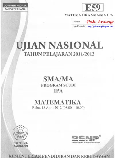 Paling laris the king drilling 2000 soal matematika sma kelas x xi xii. Pembahasan Soal Un Matematika Sma Program Ipa 2012 Paket D46 Zona D