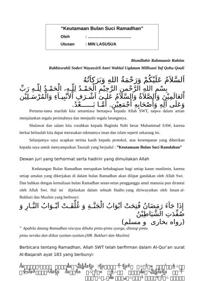 Di balik kesederhanaan perintah puasa di bulan suci ramadhan,. Keutamaan Bulan Suci Ramadhan