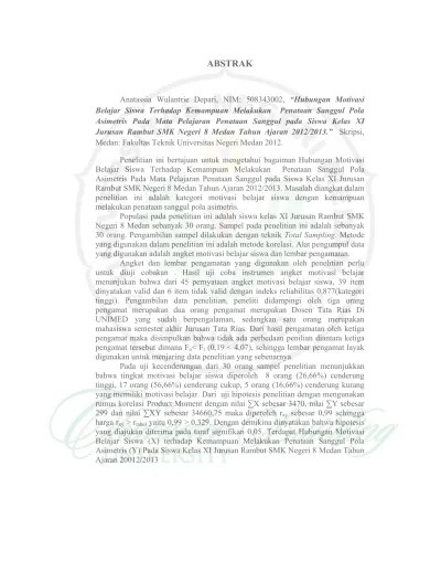 Ujian akhir dengan ujian sekolah akhir dan unbk (ujian nasional berbasis. Analisis Kemampuan Penataan Rambut Blow Variasi Pada Siswa Kelas X Smk Negeri 8 Medan
