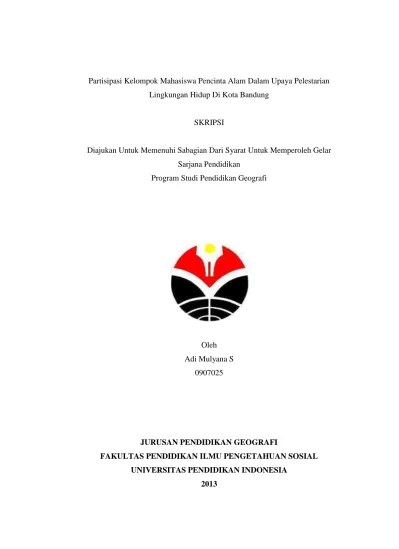 · friends of the earth international (foei) foei adalah sebuah federasi yang bergerak . Top Pdf Partisipasi Mahasiswa Pencinta Alam Pelestarian Lingkungan Hidup 123dok Com