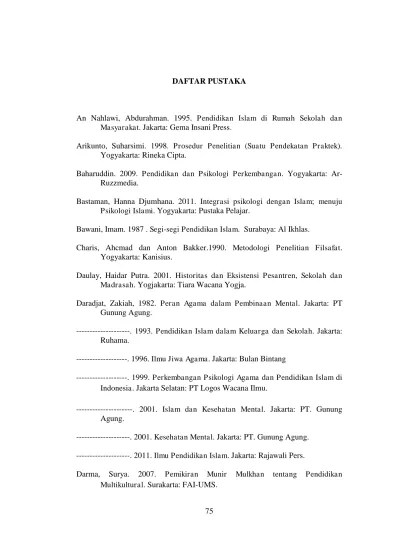 7 zakiah daradjat, ilmu jiwa agmama, bulan bintang, jakarta, cet. Top Pdf Daftar Pustaka Pemikiran Prof Dr Zakiah Daradjat Tentang Pendidikan Islam Dalam Persperktif Psikologi Agama 123dok Com