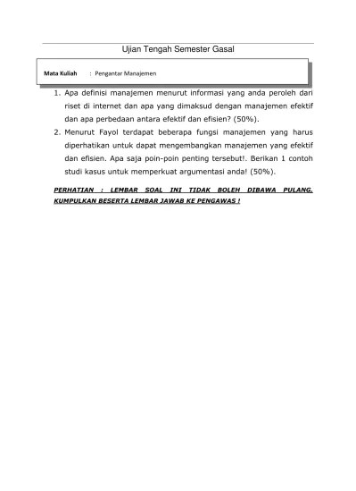 Cari sebuah perusahaan yang dapat anda analisa mengenai sistem informasi yang sudah berjalan; Top Pdf Sistem Informasi Soal Uts Pengantar Manajemen 123dok Com