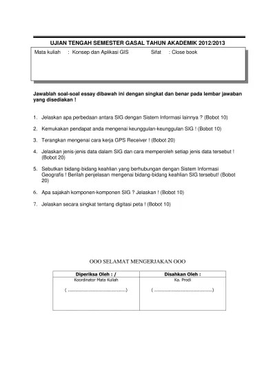 Contoh lembar jawaban essay, lembar jawaban pilihan ganda 40 soal, contoh lembar. Top Pdf Lembar Soal Dan Jawaban Isian Singkat 123dok Com