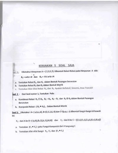 Soal uts if2120 matematika diskrit 2020 himpunan pada setiap soal hanya ada satu jawaban yang benar dari 5 pilihan jawaban a, b, c, d, dan e. Uts Teknik Informatika Matematika Diskrit 0002