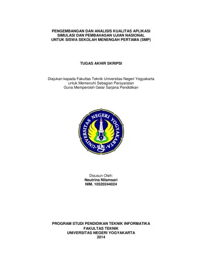 Kartu soal dan norma penilaian ujian sekolah mapel simulasi dan . Top Pdf Pengembangan Dan Analisis Kualitas Aplikasi Simulasi Dan Pembahasan Ujian Nasional Untuk Siswa Sekolah Menengah Pertama Smp 123dok Com