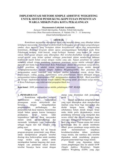 Top PDF IMPLEMENTASI METODE SIMPLE ADDITIVE WEIGHTING (SAW) UNTUK PENENTUAN  LOKASI ATM BARU - 123dok.com