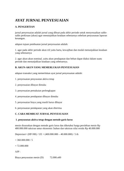 Dasar dasar akuntansi ayat jurnal penyesuaian. Ayat Jurnal Penyesuaian