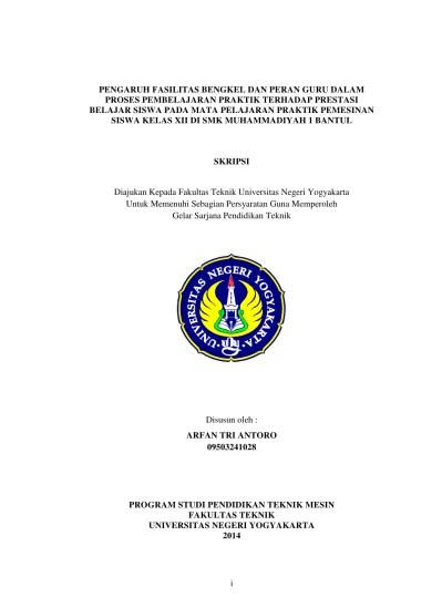 Ltmpt merilis sma, ma dan smk terbaik di indonesia. Pengaruh Bakat Mekanik Tingkat Pemahaman Teori Pemesinan Dan Prestasi Praktik Pemesinan Terhadap Kesiapan Kerja Siswa Di Smk Muhammadiyah 1 Bantul