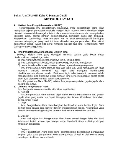 Bahan Ajar IPA SMK Kelas X, Semester Ganjil