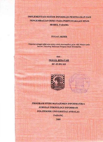 Ijin yang telah diberikan untuk melakukan penelitian di perpustakaan. Sistem Informasi Peminjaman Dan Pengembalian Buku Di Perpustakaan Sekolah Smkn 1 Maja Berbasis Desktop