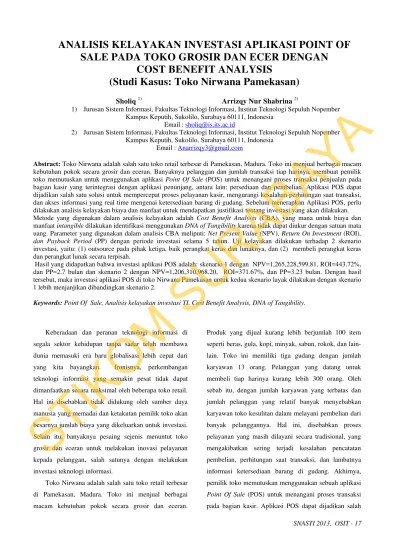 Penelitian ini mengambil studi kasus fasilitas pengolahan sampah di kota pekanbaru yang diharapkan dapat dijadikan salah satu acuan pertimbangan bagi pemerintah . Top Pdf Cost Benefit Analysis Untuk Kelayakan In 123dok Com