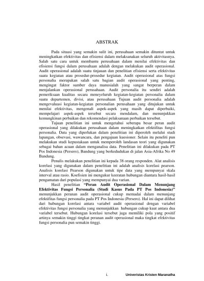 Terhadap kinerja pelayanan studi kasus pada instalasi. Top Pdf Peran Audit Operasional Dalam Efektivitas Fungsi Personalia Studi Kasus Pada Pt Pos Indonesia 123dok Com