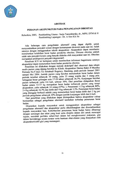 Rapat koordinasi dengan petugas fasilitas kesehatan dengan penjelasan aplikasi pengisian format untuk pendataan. Top Pdf Peranan Akupunktur Pada Penanganan Obesitas 123dok Com