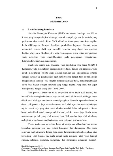 Kerja), sop serta ketentuan lain yang berlaku di dudi. Top Pdf Penerapan Prosedur Operasional Standar Pos Pada Unit Produksi Roti Smkn 1 Kuningan Repositoryupi S Pta 1103955 Title 123dok Com